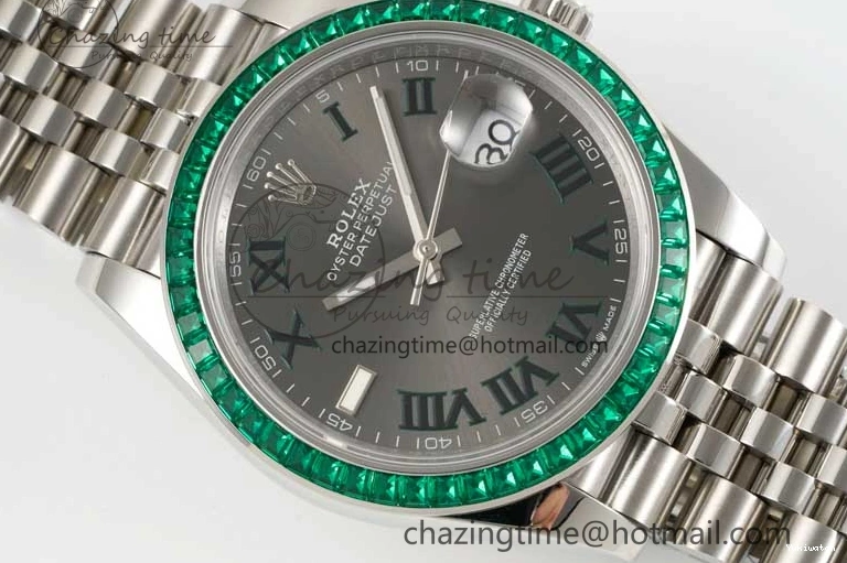 Marker Steel 41mm Diamonds on Arabic Best Dial Jubilee Gray 1:1 904L SA3235 Green Bracelet Bezel Edition DateJust DIWF 0329